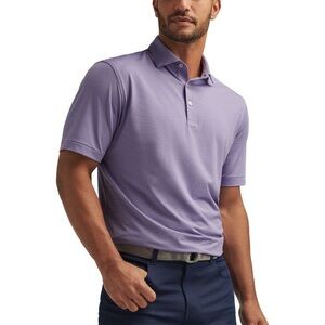 Peter Millar Grove Performance Lilac & White Striped Jersey Golf Polo Size S